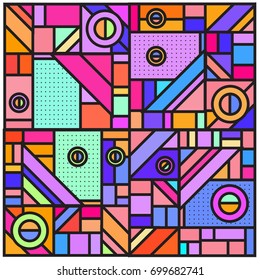 Trendy geometric elements memphis greeting cards design. Retro style texture, pattern and elements. Retro abstract pattern poster and cover design template for summer holiday season.
