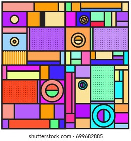 Trendy geometric elements memphis greeting cards design. Retro style texture, pattern and elements. Retro abstract pattern poster and cover design template for summer holiday season.
