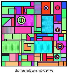 Trendy geometric elements memphis greeting cards design. Retro style texture, pattern and elements. Retro abstract pattern poster and cover design template for summer holiday season.