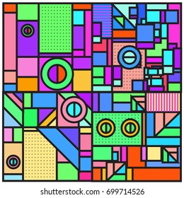 Trendy geometric elements memphis greeting cards design. Retro style texture, pattern and elements. Retro abstract pattern poster and cover design template for summer holiday season.