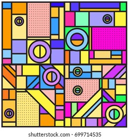 Trendy geometric elements memphis greeting cards design. Retro style texture, pattern and elements. Retro abstract pattern poster and cover design template for summer holiday season.