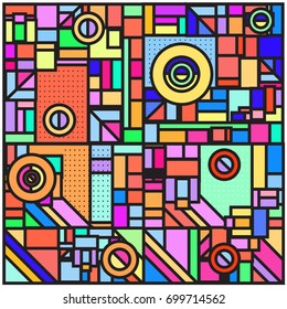 Trendy geometric elements memphis greeting cards design. Retro style texture, pattern and elements. Retro abstract pattern poster and cover design template for summer holiday season.