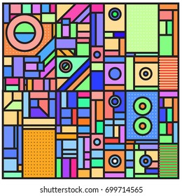 Trendy geometric elements memphis greeting cards design. Retro style texture, pattern and elements. Retro abstract pattern poster and cover design template for summer holiday season.