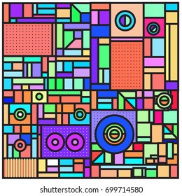 Trendy geometric elements memphis greeting cards design. Retro style texture, pattern and elements. Retro abstract pattern poster and cover design template for summer holiday season.