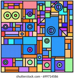 Trendy geometric elements memphis greeting cards design. Retro style texture, pattern and elements. Retro abstract pattern poster and cover design template for summer holiday season.