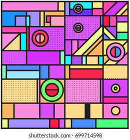 Trendy geometric elements memphis greeting cards design. Retro style texture, pattern and elements. Retro abstract pattern poster and cover design template for summer holiday season.