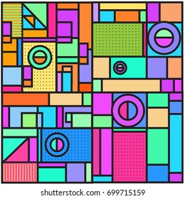 Trendy geometric elements memphis greeting cards design. Retro style texture, pattern and elements. Retro abstract pattern poster and cover design template for summer holiday season.