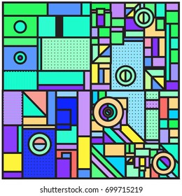 Trendy geometric elements memphis greeting cards design. Retro style texture, pattern and elements. Retro abstract pattern poster and cover design template for summer holiday season.