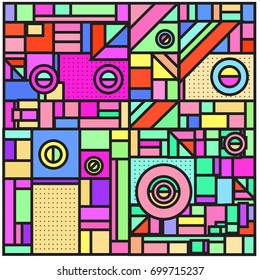 Trendy geometric elements memphis greeting cards design. Retro style texture, pattern and elements. Retro abstract pattern poster and cover design template for summer holiday season.