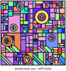 Trendy geometric elements memphis greeting cards design. Retro style texture, pattern and elements. Retro abstract pattern poster and cover design template for summer holiday season.