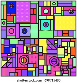 Trendy geometric elements memphis greeting cards design. Retro style texture, pattern and elements. Retro abstract pattern poster and cover design template for summer holiday season.