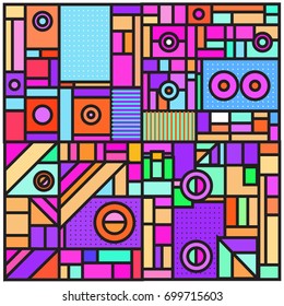 Trendy geometric elements memphis greeting cards design. Retro style texture, pattern and elements. Retro abstract pattern poster and cover design template for summer holiday season.