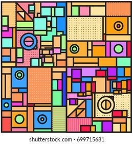 Trendy geometric elements memphis greeting cards design. Retro style texture, pattern and elements. Retro abstract pattern poster and cover design template for summer holiday season.