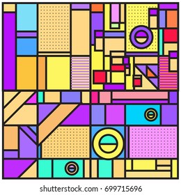 Trendy geometric elements memphis greeting cards design. Retro style texture, pattern and elements. Retro abstract pattern poster and cover design template for summer holiday season.