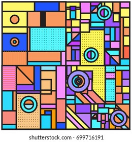 Trendy geometric elements memphis greeting cards design. Retro style texture, pattern and elements. Retro abstract pattern poster and cover design template for summer holiday season.