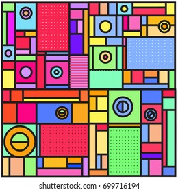 Trendy geometric elements memphis greeting cards design. Retro style texture, pattern and elements. Retro abstract pattern poster and cover design template for summer holiday season.