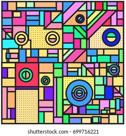 Trendy geometric elements memphis greeting cards design. Retro style texture, pattern and elements. Retro abstract pattern poster and cover design template for summer holiday season.