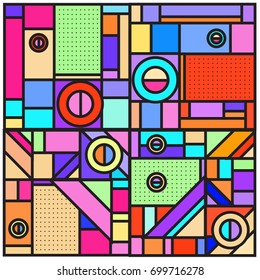 Trendy geometric elements memphis greeting cards design. Retro style texture, pattern and elements. Retro abstract pattern poster and cover design template for summer holiday season.