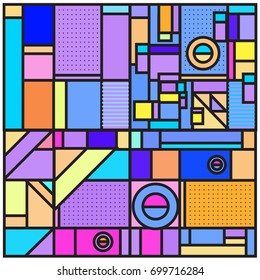 Trendy geometric elements memphis greeting cards design. Retro style texture, pattern and elements. Retro abstract pattern poster and cover design template for summer holiday season.