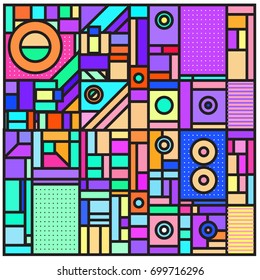 Trendy geometric elements memphis greeting cards design. Retro style texture, pattern and elements. Retro abstract pattern poster and cover design template for summer holiday season.