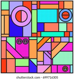 Trendy geometric elements memphis greeting cards design. Retro style texture, pattern and elements. Retro abstract pattern poster and cover design template for summer holiday season.