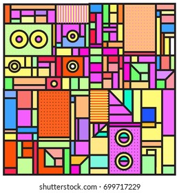Trendy geometric elements memphis greeting cards design. Retro style texture, pattern and elements. Retro abstract pattern poster and cover design template for summer holiday season.