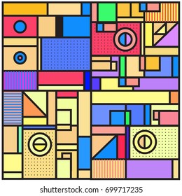 Trendy geometric elements memphis greeting cards design. Retro style texture, pattern and elements. Retro abstract pattern poster and cover design template for summer holiday season.