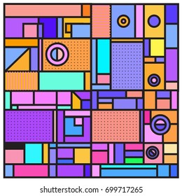 Trendy geometric elements memphis greeting cards design. Retro style texture, pattern and elements. Retro abstract pattern poster and cover design template for summer holiday season.