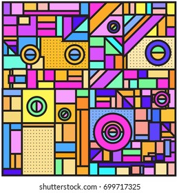 Trendy geometric elements memphis greeting cards design. Retro style texture, pattern and elements. Retro abstract pattern poster and cover design template for summer holiday season.