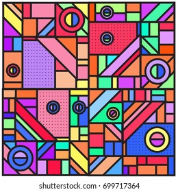 Trendy geometric elements memphis greeting cards design. Retro style texture, pattern and elements. Retro abstract pattern poster and cover design template for summer holiday season.