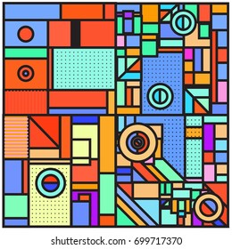 Trendy geometric elements memphis greeting cards design. Retro style texture, pattern and elements. Retro abstract pattern poster and cover design template for summer holiday season.