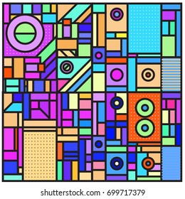 Trendy geometric elements memphis greeting cards design. Retro style texture, pattern and elements. Retro abstract pattern poster and cover design template for summer holiday season.