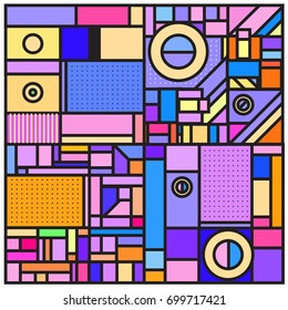 Trendy geometric elements memphis greeting cards design. Retro style texture, pattern and elements. Retro abstract pattern poster and cover design template for summer holiday season.
