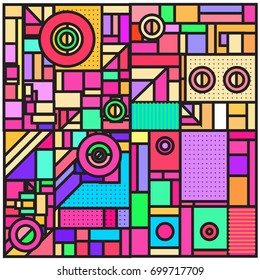 Trendy geometric elements memphis greeting cards design. Retro style texture, pattern and elements. Retro abstract pattern poster and cover design template for summer holiday season.