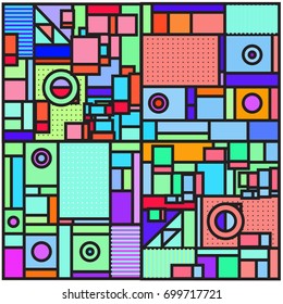 Trendy geometric elements memphis greeting cards design. Retro style texture, pattern and elements. Retro abstract pattern poster and cover design template for summer holiday season.