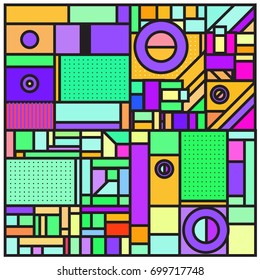 Trendy geometric elements memphis greeting cards design. Retro style texture, pattern and elements. Retro abstract pattern poster and cover design template for summer holiday season.