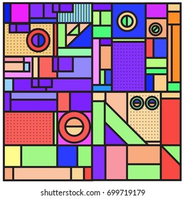 Trendy geometric elements memphis greeting cards design. Retro style texture, pattern and elements. Retro abstract pattern poster and cover design template for summer holiday season.