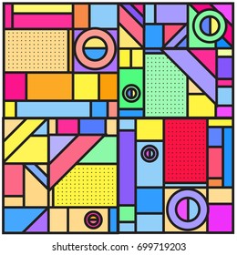 Trendy geometric elements memphis greeting cards design. Retro style texture, pattern and elements. Retro abstract pattern poster and cover design template for summer holiday season.