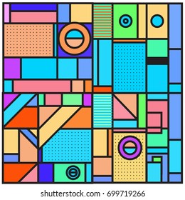 Trendy geometric elements memphis greeting cards design. Retro style texture, pattern and elements. Retro abstract pattern poster and cover design template for summer holiday season.