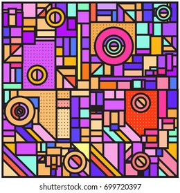Trendy geometric elements memphis greeting cards design. Retro style texture, pattern and elements. Retro abstract pattern poster and cover design template for summer holiday season.