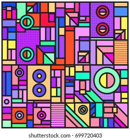 Trendy geometric elements memphis greeting cards design. Retro style texture, pattern and elements. Retro abstract pattern poster and cover design template for summer holiday season.