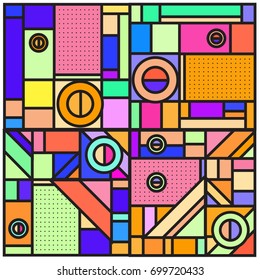Trendy geometric elements memphis greeting cards design. Retro style texture, pattern and elements. Retro abstract pattern poster and cover design template for summer holiday season.