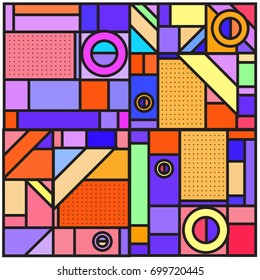 Trendy geometric elements memphis greeting cards design. Retro style texture, pattern and elements. Retro abstract pattern poster and cover design template for summer holiday season.