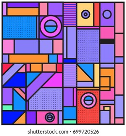 Trendy geometric elements memphis greeting cards design. Retro style texture, pattern and elements. Retro abstract pattern poster and cover design template for summer holiday season.