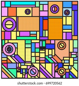 Trendy geometric elements memphis greeting cards design. Retro style texture, pattern and elements. Retro abstract pattern poster and cover design template for summer holiday season.