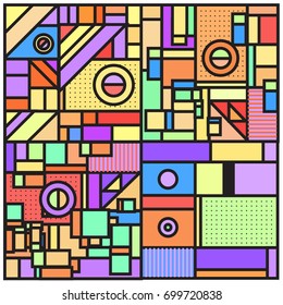 Trendy geometric elements memphis greeting cards design. Retro style texture, pattern and elements. Retro abstract pattern poster and cover design template for summer holiday season.