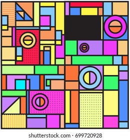 Trendy geometric elements memphis greeting cards design. Retro style texture, pattern and elements. Retro abstract pattern poster and cover design template for summer holiday season.
