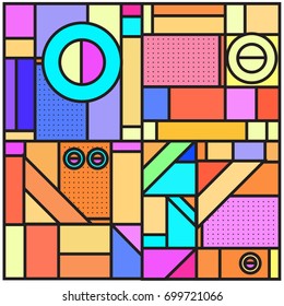Trendy geometric elements memphis greeting cards design. Retro style texture, pattern and elements. Retro abstract pattern poster and cover design template for summer holiday season.