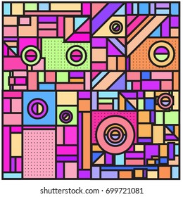 Trendy geometric elements memphis greeting cards design. Retro style texture, pattern and elements. Retro abstract pattern poster and cover design template for summer holiday season.
