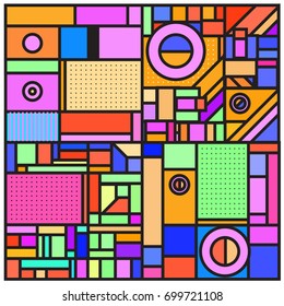 Trendy geometric elements memphis greeting cards design. Retro style texture, pattern and elements. Retro abstract pattern poster and cover design template for summer holiday season.